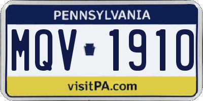 PA license plate MQV1910