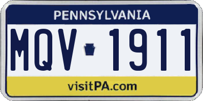 PA license plate MQV1911