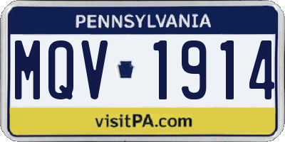PA license plate MQV1914