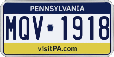 PA license plate MQV1918