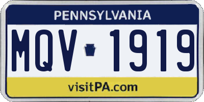 PA license plate MQV1919