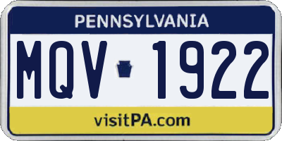 PA license plate MQV1922