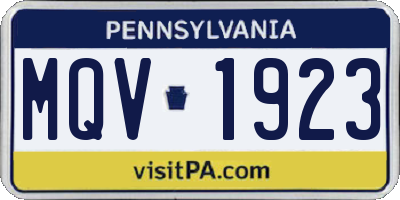 PA license plate MQV1923