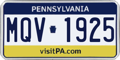 PA license plate MQV1925