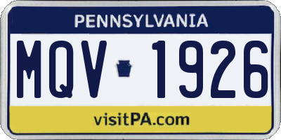 PA license plate MQV1926
