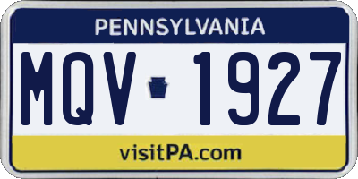 PA license plate MQV1927