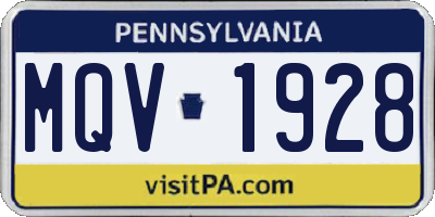 PA license plate MQV1928