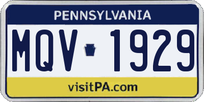 PA license plate MQV1929