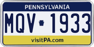 PA license plate MQV1933