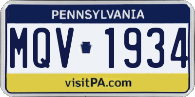 PA license plate MQV1934