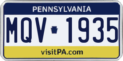 PA license plate MQV1935