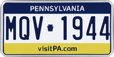 PA license plate MQV1944