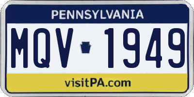 PA license plate MQV1949