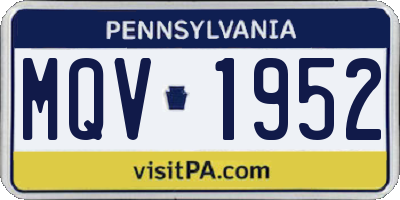 PA license plate MQV1952