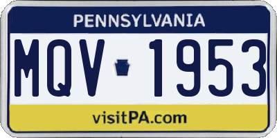 PA license plate MQV1953