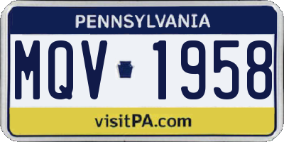 PA license plate MQV1958