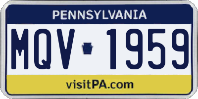 PA license plate MQV1959