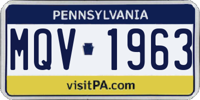 PA license plate MQV1963