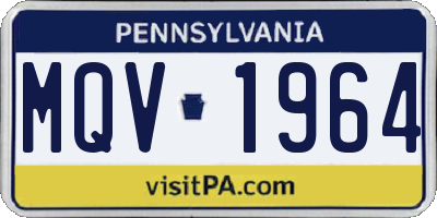 PA license plate MQV1964