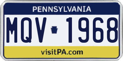 PA license plate MQV1968