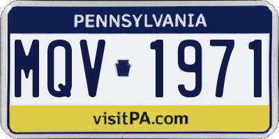 PA license plate MQV1971