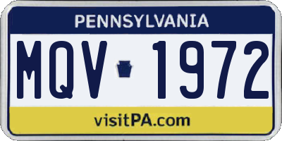 PA license plate MQV1972
