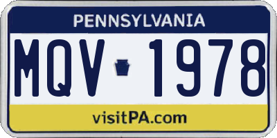 PA license plate MQV1978
