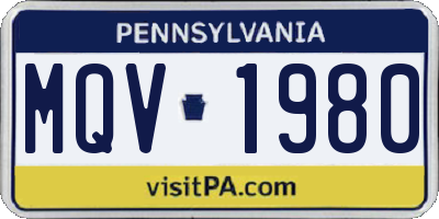 PA license plate MQV1980