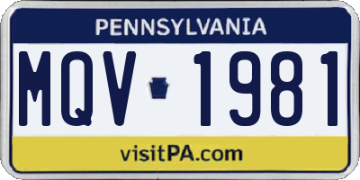 PA license plate MQV1981