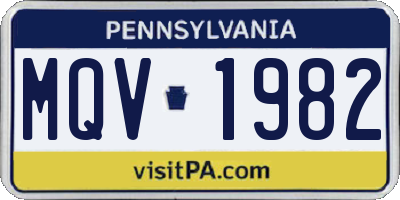 PA license plate MQV1982