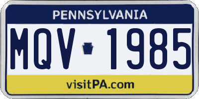 PA license plate MQV1985