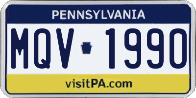 PA license plate MQV1990