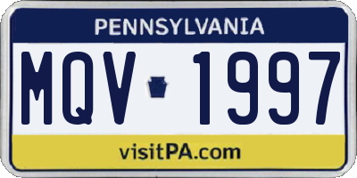 PA license plate MQV1997