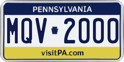 PA license plate MQV2000
