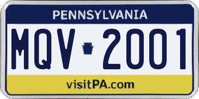 PA license plate MQV2001