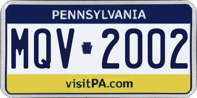 PA license plate MQV2002