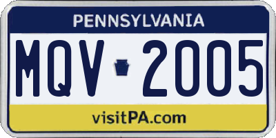 PA license plate MQV2005