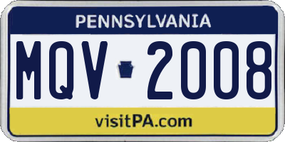 PA license plate MQV2008