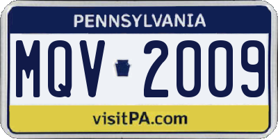 PA license plate MQV2009