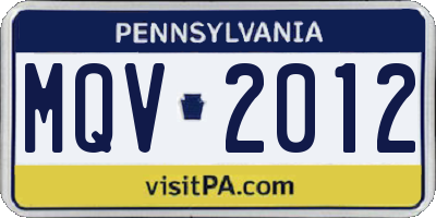 PA license plate MQV2012