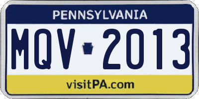 PA license plate MQV2013