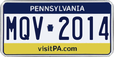 PA license plate MQV2014