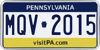PA license plate MQV2015