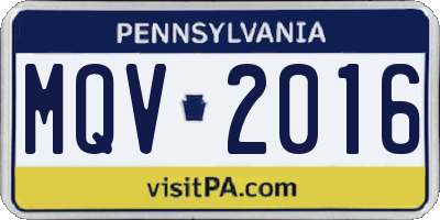 PA license plate MQV2016