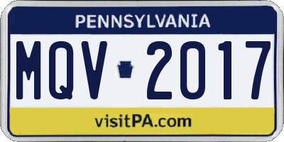 PA license plate MQV2017
