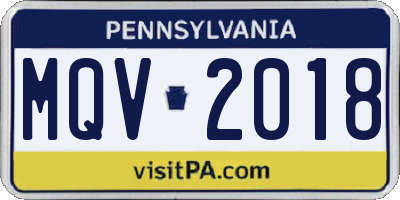 PA license plate MQV2018