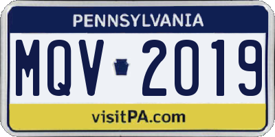 PA license plate MQV2019