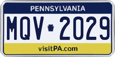 PA license plate MQV2029
