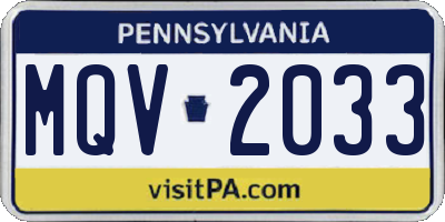 PA license plate MQV2033