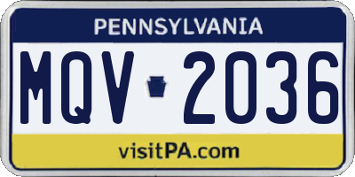 PA license plate MQV2036